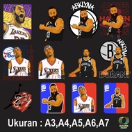 Dtf Iron-on Screen Printing Sticker for NBA Basketball Athlete Image 2 Sizes A3 A4 A5 A6 Just Stick 