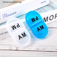 Fcsg 2 Grids Waterproof Pill Organizer Portable Oval Pill Box Pill Container Daily AM&PM Containers 