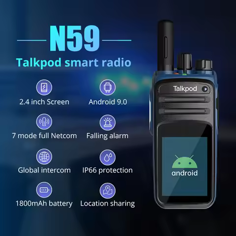 Talkpod N59 Network Radio Android 9.0 LTE POC 4G Wifi Bluetooth Encryption Monitor GPS LTE Touch Scr