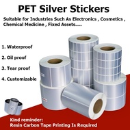 Waterproof Matte Silver PET Self-Adhesive Sticker 40x10mm 4000Pcs 40x15mm 2000Pcs 40x20mm 2000Pcs 40