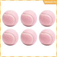 [BlesiyaedMY] 6 Pieces Pink Tennis Ball Standard Shape Fuzzy Tennis Ball High Elasticity Training