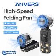Anvers FC8 High-Speed Folding Handheld Fan with LED Light & Digital Display - 100% Free Control, Por
