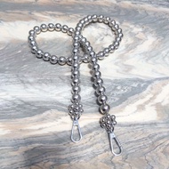 Silver chrome pearl strap bag | Pearl bag strap
