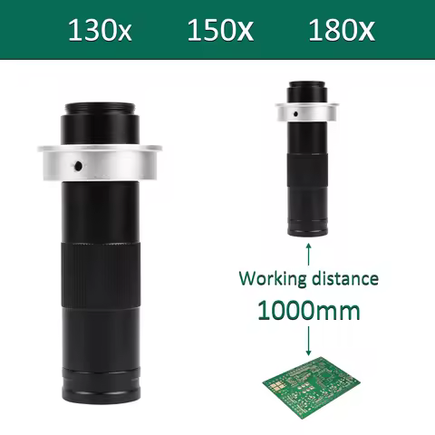 Magnification Adjustable 180X 150X 130X Zoom C Mount Lens 0.7X~4.5X Magnification For HDMI USB Indus