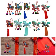 [lzdjlmy3c7] Chinese New Year Plush Pendant Horse Ornament Fabric Pendant Embroidered Collectible Fi