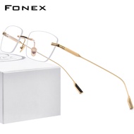 FONEX กรอบแว่นตาไทเทเนียมบริสุทธิ์ของผู้ชายผู้หญิงกรอบแว่นตาทรงสี่เหลี่ยมไร้ขอบไร้กรอบสไตล์เกาหลีแว่นตาออปติคอลเบาพิเศษสไตล์ญี่ปุ่นเวียดนามสิงคโปร์แบรนด์ปี F85643
