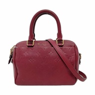 LOUIS VUITTON SPEEDY 20 酒紅色牛皮老花波士頓包肩背包手提包 金色五金 可拆卸肩帶