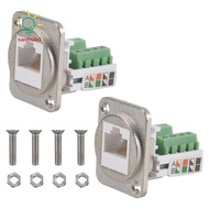 2PCS RJ45 Panel Mount Screw Terminal Adapter, RJ45/8P8C Female Panel Mount Connector, RJ45 Solderles