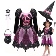 PINK/BLUE Pieces Witch Clothing Set DressGirls Halloween Wizard Costume