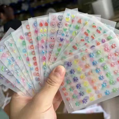 1PC 5D Realistic Jelly Lovely Cartoon Face Stickers Graffiti Emote A-Z Letter Nail Art Decal Adheisv
