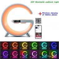 LED App Control Bluetooth Speaker RGB Night Light Atmosere Lamps Digital Ala Clock Wireless Charger Children Sleep Bedro