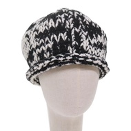 CHANEL COCO Mark 針織布料帽子羊毛黑白 CC 正品 am5382