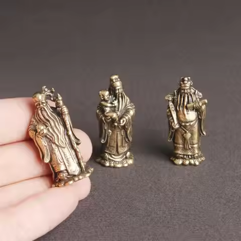 Fu Lu Shou Statue Immortal Ornaments Fuk Luk Sau Figurine Table Decoration Figures for Living Room O