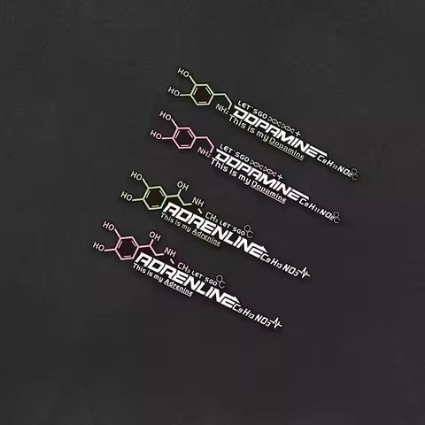 1PC Dopamine Adrenaline Molecule Motorcycle Helmet Sticker - Firm Chemical Structure Design, for Car