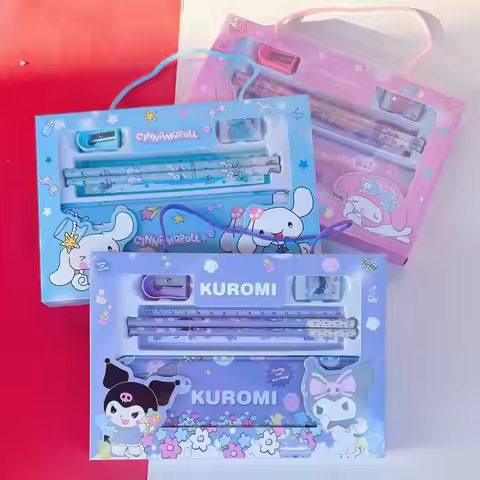 Christmas Carnival Sanrio Series Stationery Set High Beauty Kuromi Pencil Ruler Set Student Statione