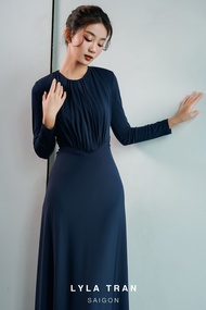 Đầm xanh navy tay dài dáng A thanh lịch (Nami Dress)