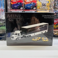 Mini GT MGTS0009 Corvette Racing C8.R Racing Transporter Set