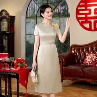 高端喜婆婆婚宴裝晚禮服裙高貴年輕媽媽婚禮服中年洋氣改良版旗袍