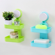 PERALATAN 2 Tier Soap Holder Bathroom Soap Holder Vacuum Attached Shelf 2 Tier Soap Holder Rack / At