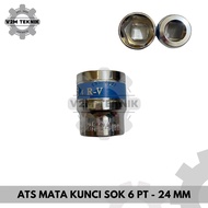 MATA 1/2 Inch Socket Wrench Bit 6 PT - 24mm / Socket Bit 24 mm / Socket Bit 24 MM