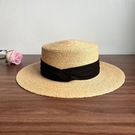 [Ready Stock] Japanese Style Big Eaves Handmade Raffia Top Hat Grass Wood Texture Travel Wide Eaves 