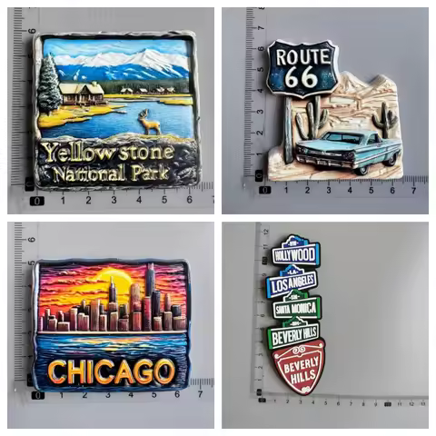 3D Resin Fridge Magnet USA Travel Souvenir National Park Decor Route 66 Collectible City Skyline Mag