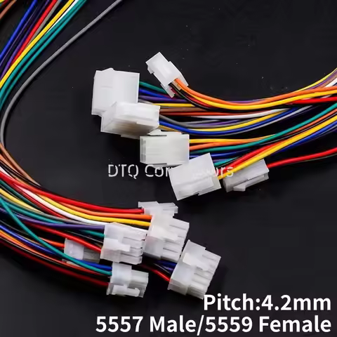4.2mm 5557/5559 Wire Cable Connector 2/3/4/6/8/10/12/14/16/18 Pin Pitch Male Female Plug Socket 30cm