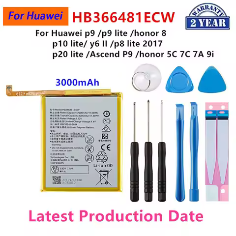 100% Orginal HB366481ECW Battery For Huawei p9 /p9 lite/ honor 8/ p10 lite/ y6 II /p8 lite 2017/ p20
