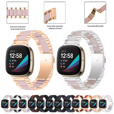 Stainless Steel Resin Strap for Fitbit Versa3/versa4/sense2/sense Men Women Replace Bracelet for Fit