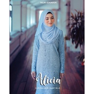 [ Baju Kurung Lace ] KURUNG ALICIA 2021 Color BABY BLUE Material Chiffon Lace