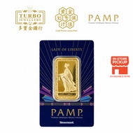 TURBO [1OZ] PAMP Newmont Lady of Liberty Gold Bar 9999Gold