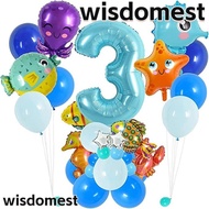 WISDOMEST Sea World, Number 3 Ocean Animal Balloons, Party Decorations Sea Horse Birthday Party