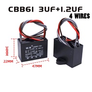 CBB61 CAPACITOR 3UF/1.2UF (4 WIRES) FOR CEILING FAN  f Fan Capasitor Motor Capacitor Fan 8uf cbb61 capacitor
