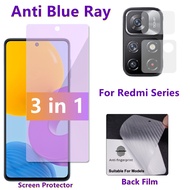 3 IN 1 Redmi Note 11S 5G Tempered Glass Film for Redmi Note 11S 10C 10 9 Pro + 9s 5G Anti Blue Ray Light Screen Protector