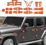 CheroCar 41PCS Full Set Exterior Trim Kit Fit for 2018-2026 Jeep Wrangler JL 4Door Orange Door Handl