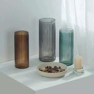 Classic style cylindrical striped glass vase/ High quality glass vase
