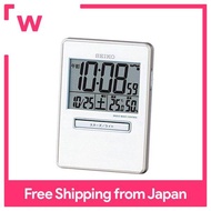 Seiko Clock Alarm Clock Traveler Radio Digital Calendar Temperature Humidity Display White Pearl SQ699W SEIKO