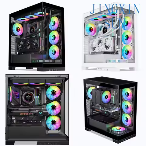 SAMA Dual Tempered Glass Side Panel Mid Tower ATX Gaming PC Case for Desktop Computer with RGB Fans 