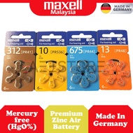 (Original) Maxell PR 536 / 48 / 41 / 44 Zinc-Air Hearing Aid Battery (6pcs)( 10 / 13 / 312 / 675 ) B