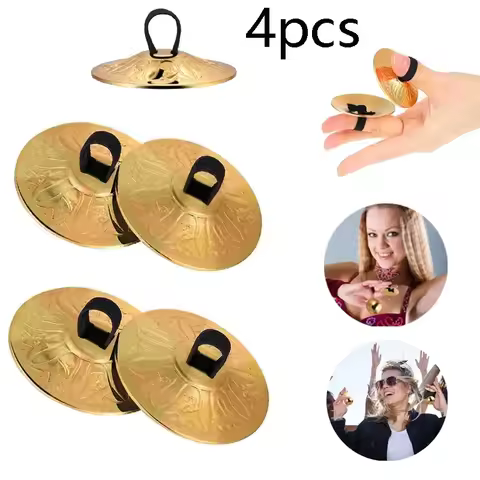 4pcs Copper Finger Cymbals Small Finger Cymbals Belly Dancing Mini Cymbals Musical Instrument Saucer