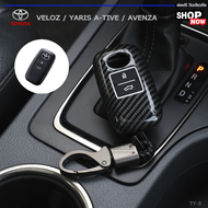 ⚡ลด 50%⚡CARBON KEY เคสเคฟล่ากุญแจรถ + พวงกุญแจ TOYOTA  VELOZ / YARIS ATIVE / AVANZA  Smart key