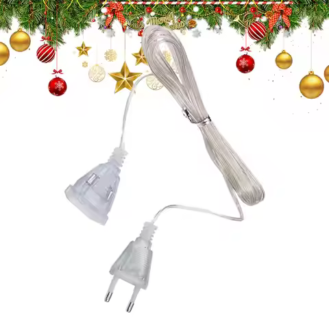 Christmas Tree Extension Cord 10 Ft Invisible 2 Prong Power Cable 220V Electric Cord Extender Light 