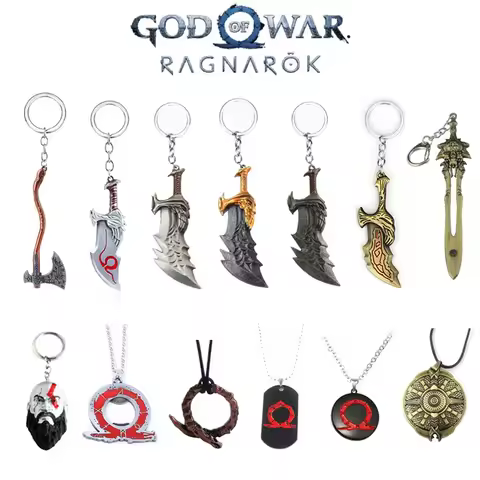 God of War Ragnarok Kratos The Blades of Chaos Leviathan Axe Blade of Olympus Keychain Necklace Game
