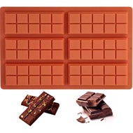 Acuan Bar Coklat Silikon – 6 Rongga Besar, Gred Makanan, Tidak Toksik & Tidak Berbau, Acuan Pembakar