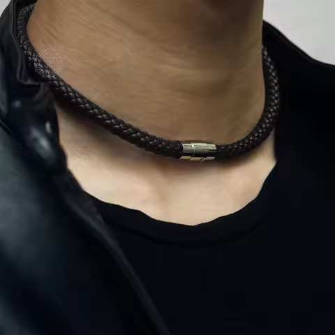 Leather Necklace Choker for Men Women Black Brown Rope Choker Necklaces Wholesale Dropshipping Jewel