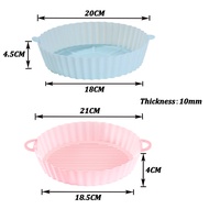 แผ่นรองตะกร้าใส่ไก่ทอดถาดพิซซ่าหม้อทอด Air Fryer S หม้อซิลิโคนหม้อทอด Air Fryer S ใช้ซ้ำได้ Loyang Kue Bulat แผ่นอุปกรณ์ทอดหม้อทอด Air Fryer