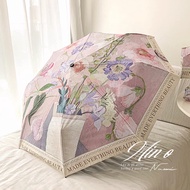 Retro Oil Painting UV Sunscreen Purple Pink Parasol Umbrella UV Umbrella