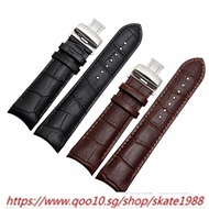 Handmade Genuine Leather Curved End Watchband 22mm 23mm 24mm For Tissot T035 Watch Band Strap Steel