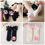 DARON Cat Paw Plush Socks, Cold-proof Coral Velvet 3D Cat Paw Socks, Harajuku Paw Pads Lolita Style 