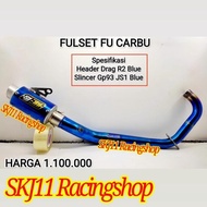 Knalpot Racing SJ88 Satria FU 150 Karbu Fullset Drag R2 GP93 JS1 Blue